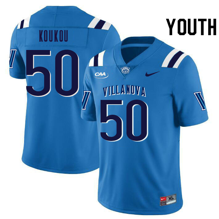 Youth #50 AJ Koukou Villanova Wildcats College Football Jerseys Stitched Sale-Light Blue